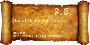 Hanzlik Borbála névjegykártya
